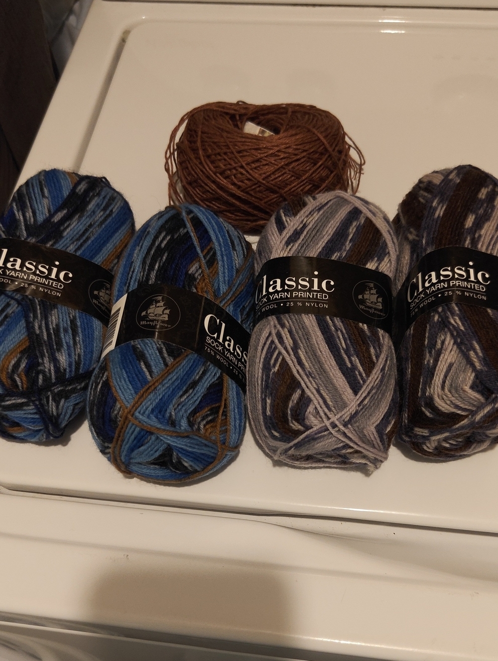Classic Printed Sock Yarn Assortment - Blue, Gray, Brown